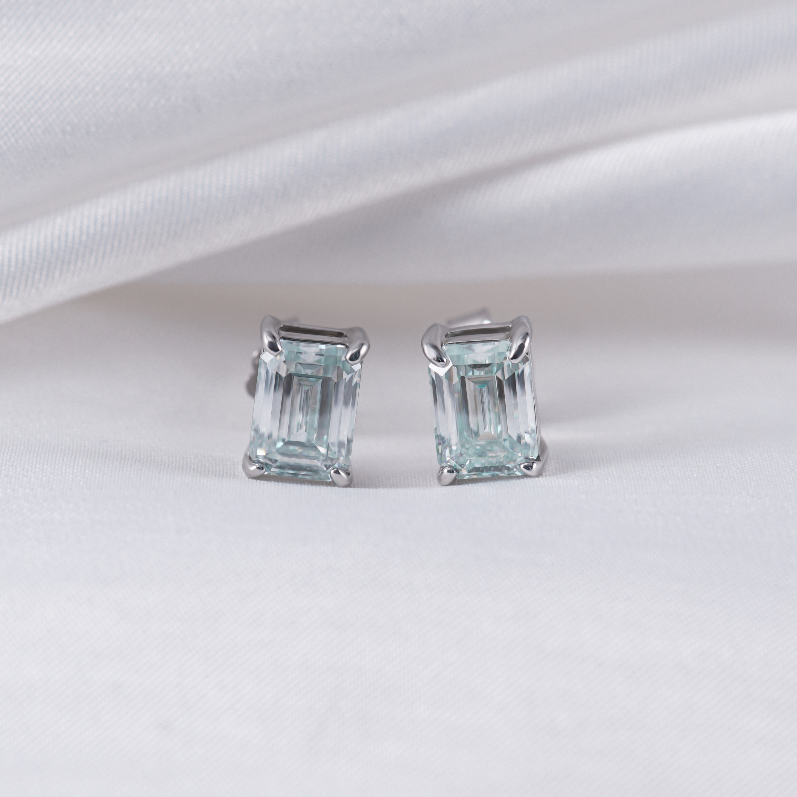 Step Cut Stud Earrings VVS Synthetic Moissanite S925 Studs Earrings Jewelry
