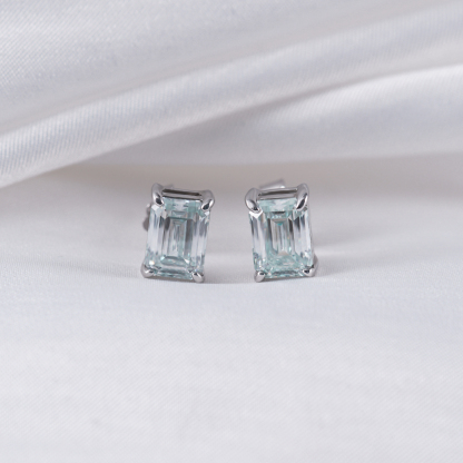 Step Cut Stud Earrings VVS Synthetic Moissanite S925 Studs Earrings Jewelry
