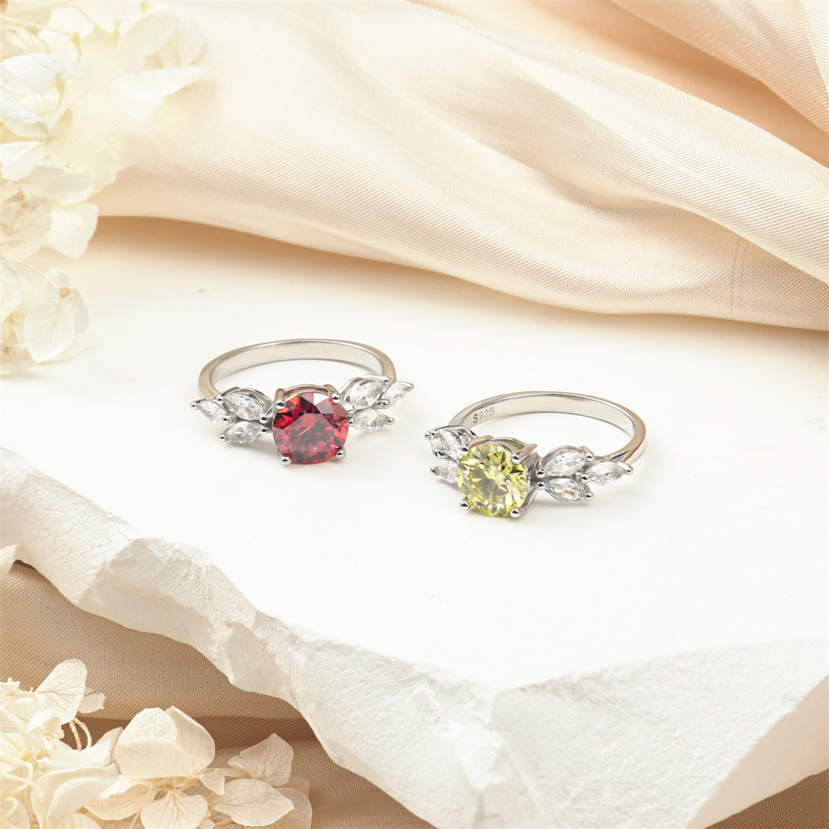 2ct Round Synthetic Moissanite Rose Ring S925