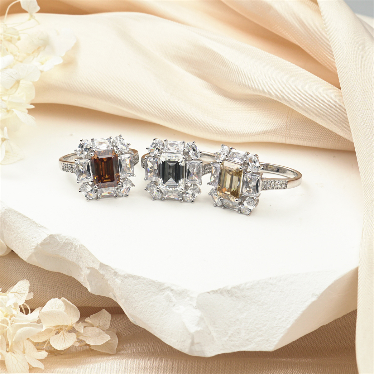 3.5ct Step Cut Synthetic Moissanite Ring S925