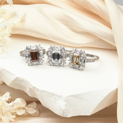 3.5ct Step Cut Synthetic Moissanite Ring S925