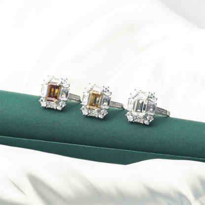 3.5ct Step Cut Synthetic Moissanite Ring S925