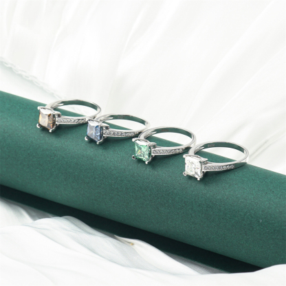 2ct S925 Princess Synthetic Moissanite Solitaire Ring