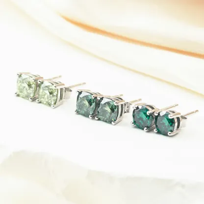 1ct Cushion Synthetic Moissanite Stud Earrings S925