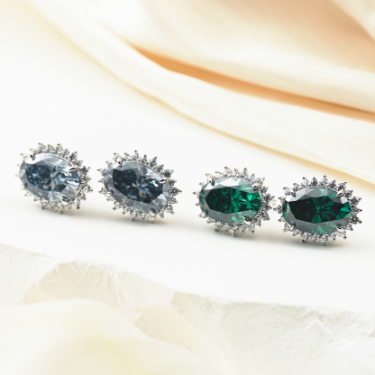 1-3ct Oval Synthetic Moissanite Sunflower Stud Earrings S925