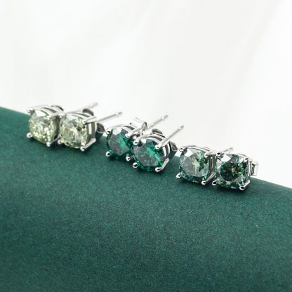 1ct Round Synthetic Moissanite Four Prong Stud Earrings S925