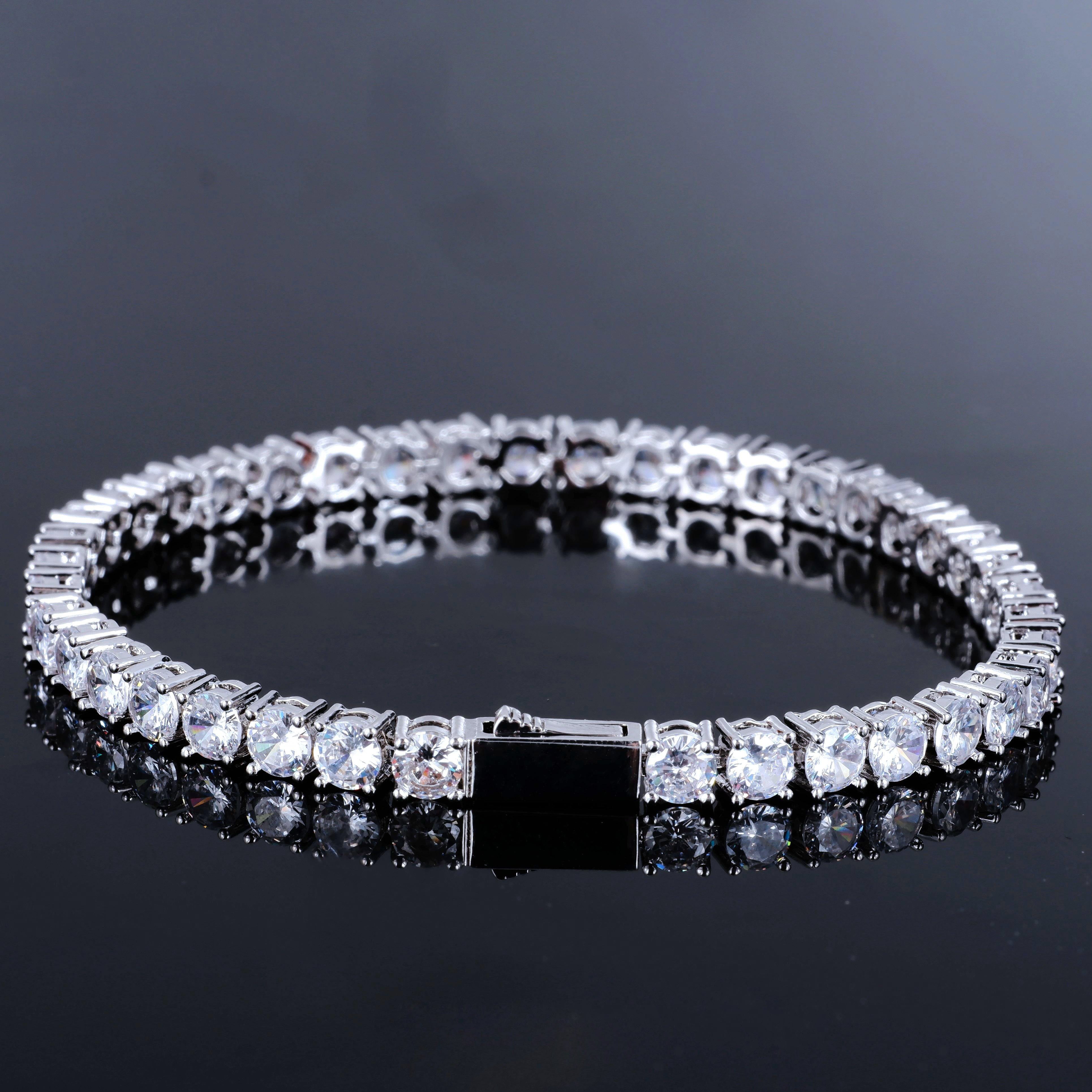 Two-tone 4mm Iced Yellow Gold-Plated CZ Cuban Link Bracelet