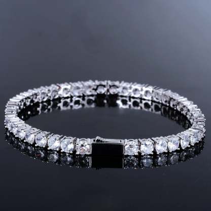 Two-tone 4mm Iced Yellow Gold-Plated CZ Cuban Link Bracelet