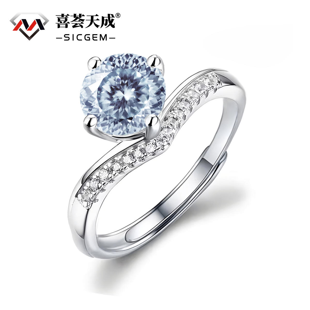 3ct Round Synthetic Moissanite Crown Ring S925