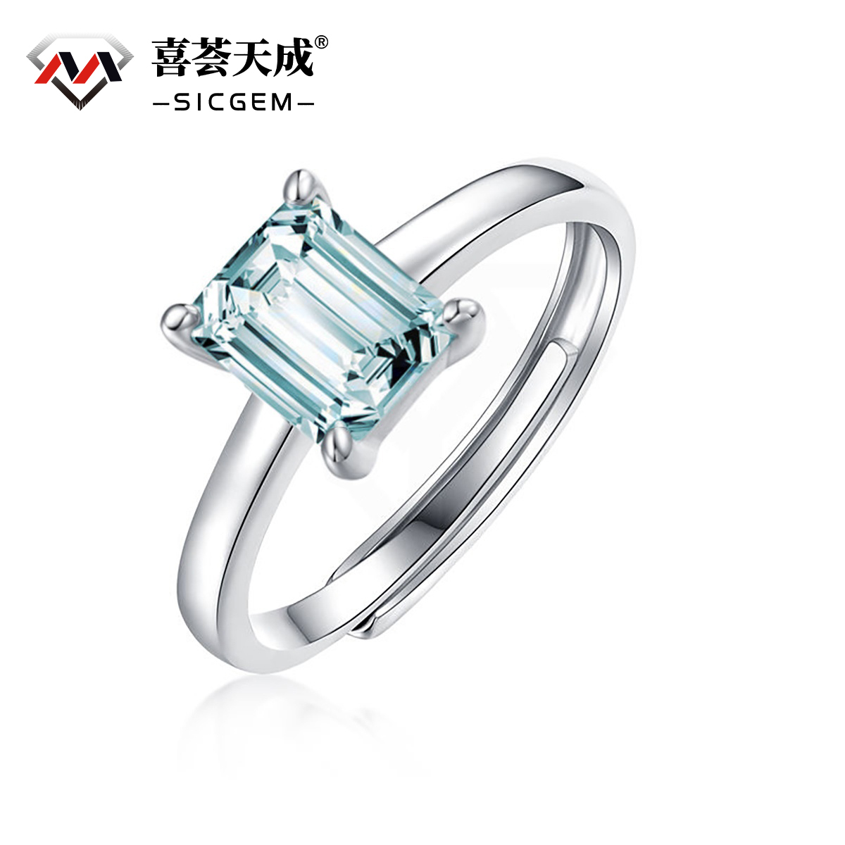 3ct Step Cut Synthetic Moissanite Classic Square Ring S925