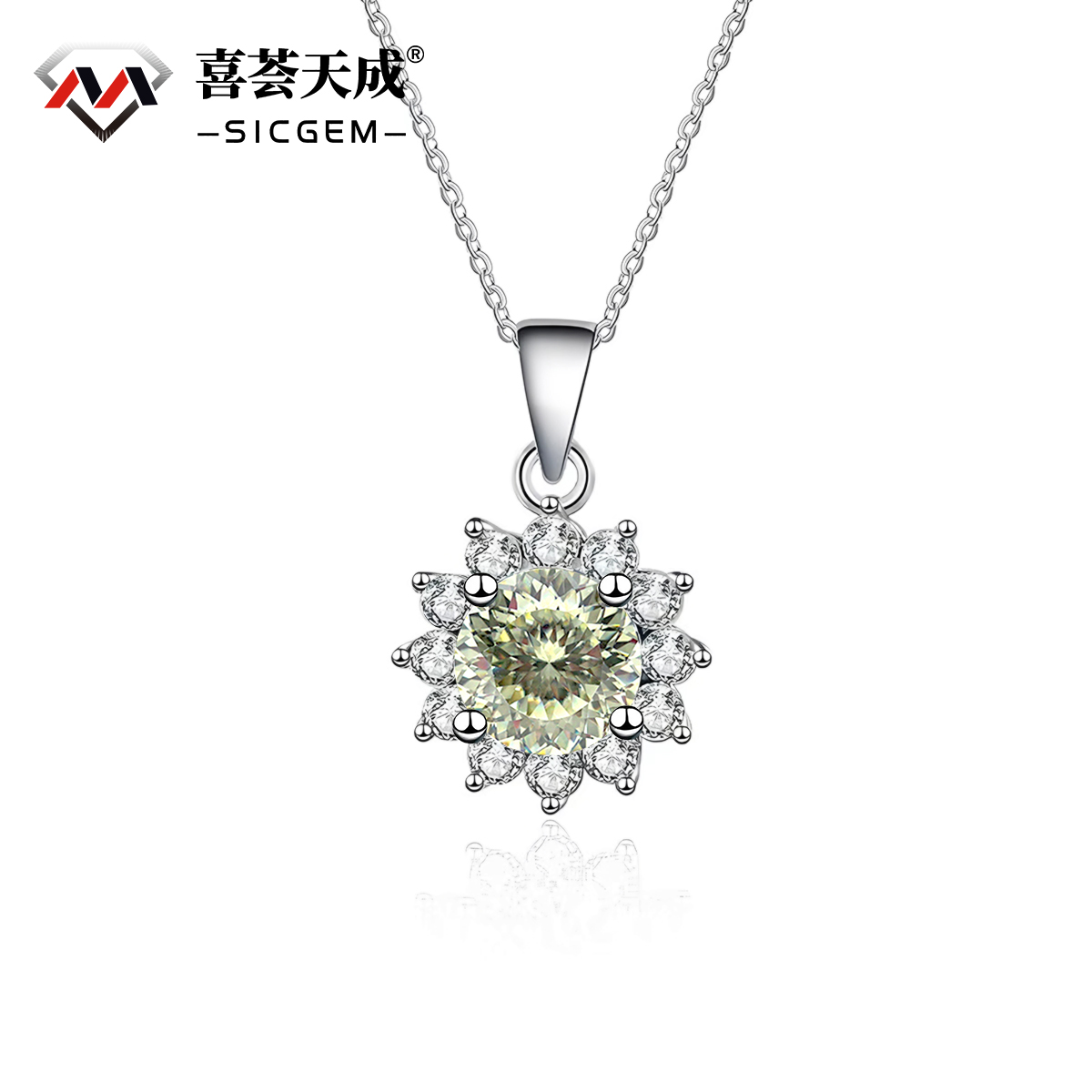 3ct Synthetic Moissanite Pendant Necklace Chain S925