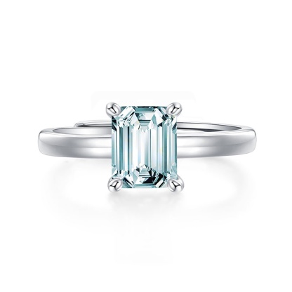 3ct Step Cut Synthetic Moissanite Classic Square Ring S925