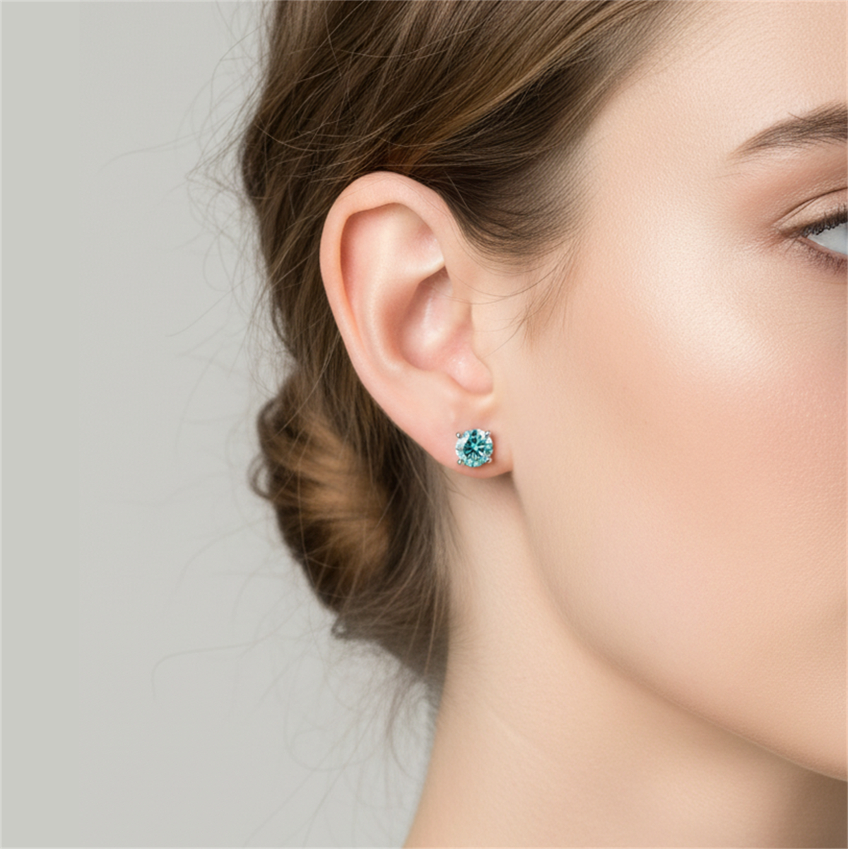 Solitaire Four Prong Earrings Butterfly/Screw Back Stud D-Color Moissanite & S925