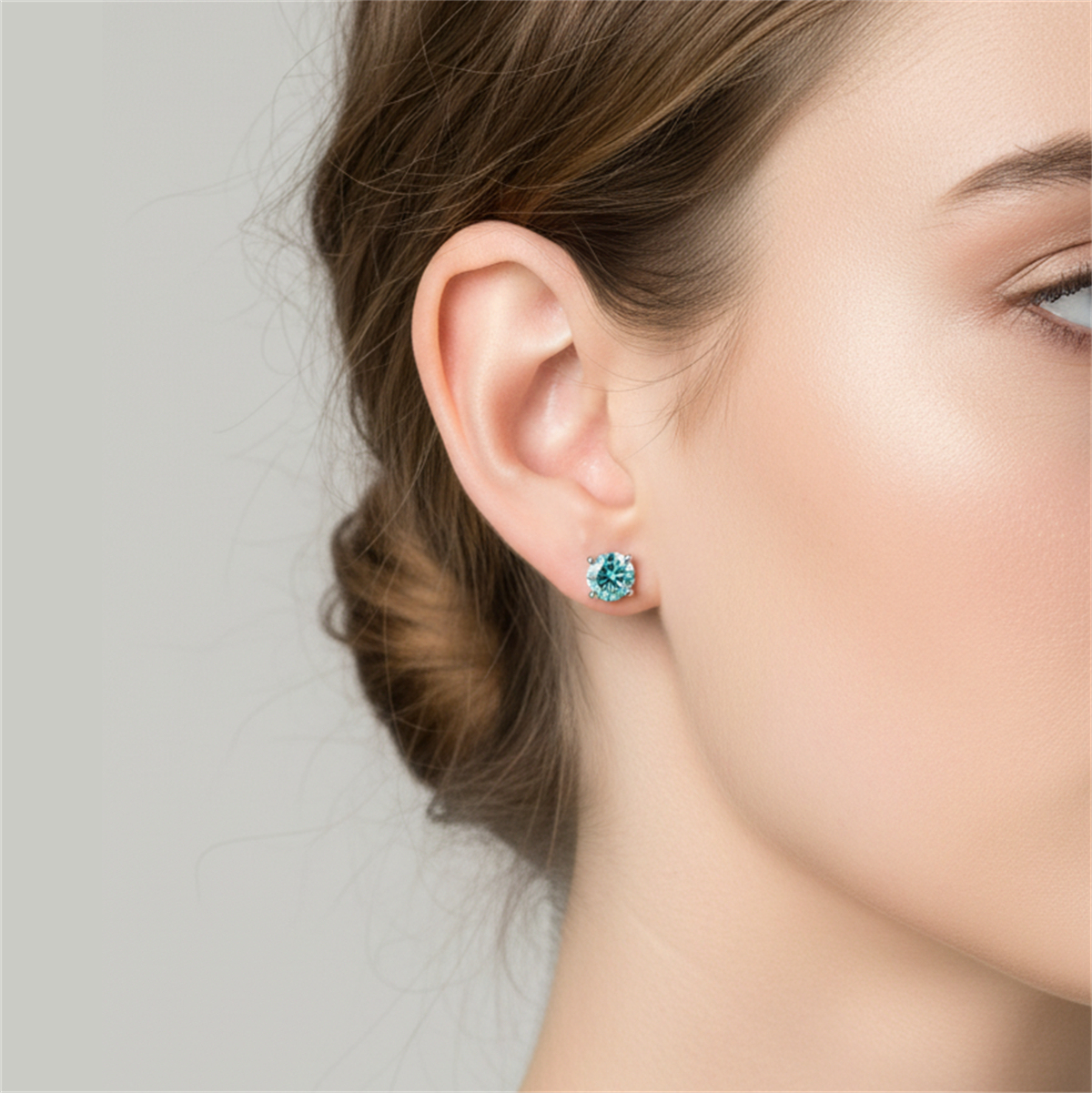 Solitaire Four Prong Earrings Butterfly/Screw Back Stud D-Color Moissanite & S925