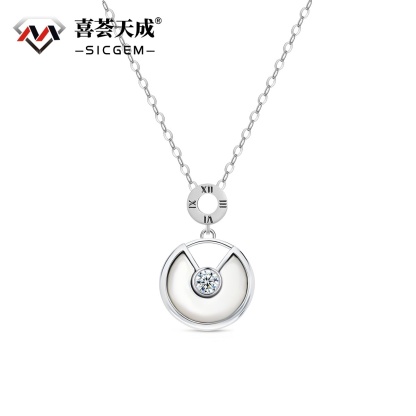 Classic Synthetic Moissanite Shell Pendant Necklace Chain S925