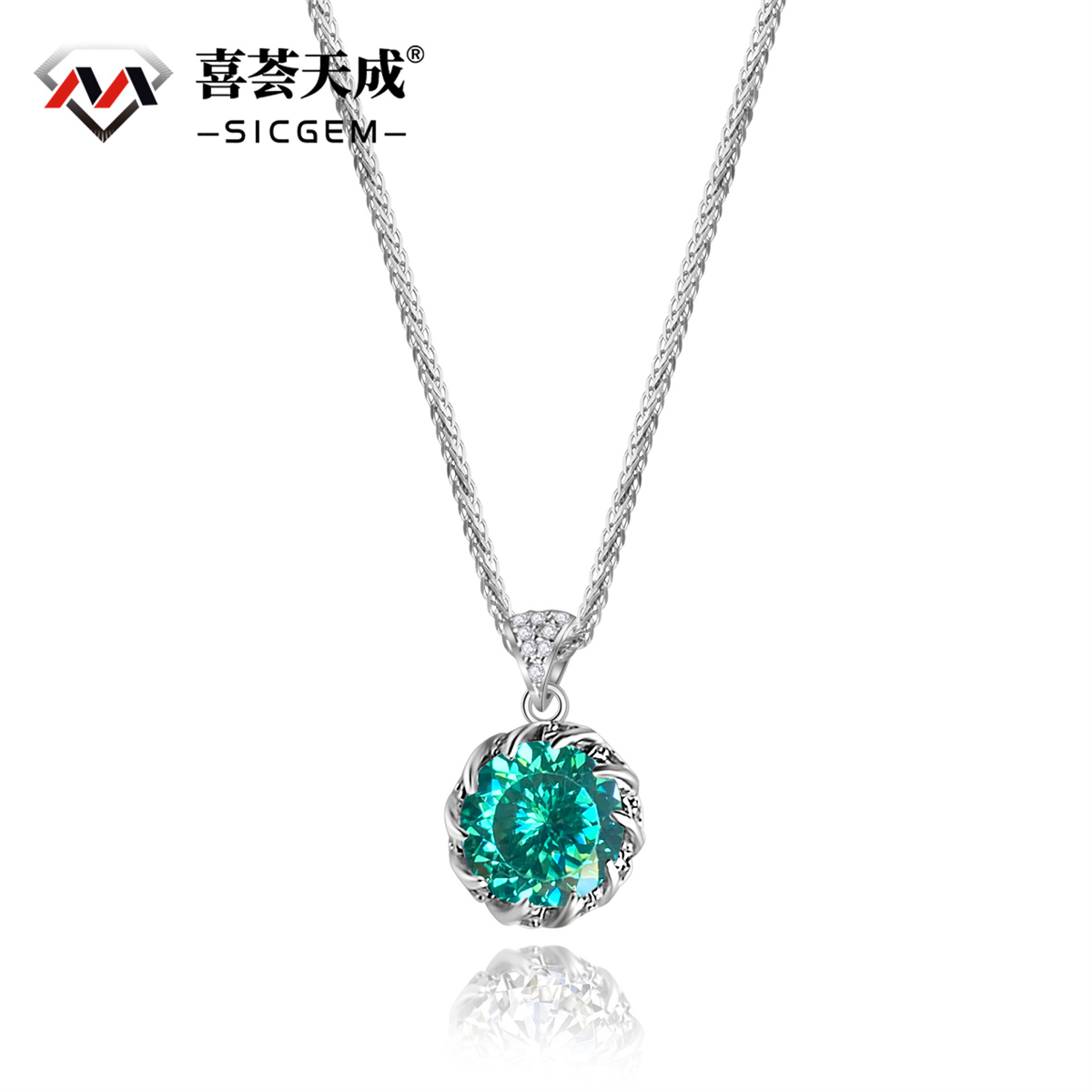 3ct Synthetic Moissanite Sparkling Floral Pendant Necklace Chain S925