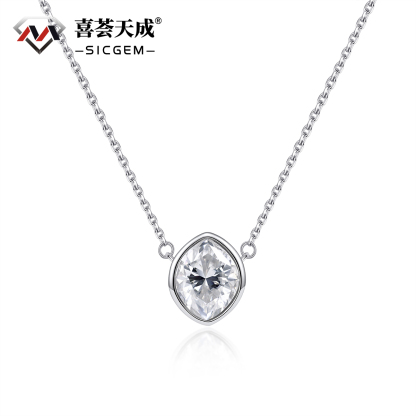 3.5ct Marquise Cut Synthetic Moissanite Pendant Necklace Chain S925