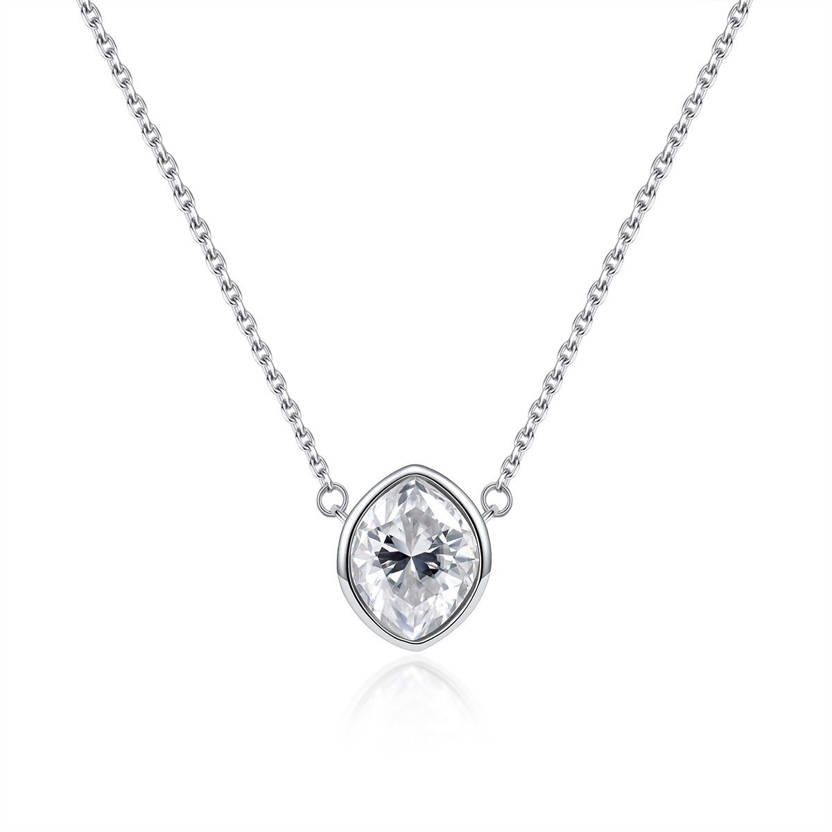 3.5ct Marquise Cut Synthetic Moissanite Pendant Necklace Chain S925