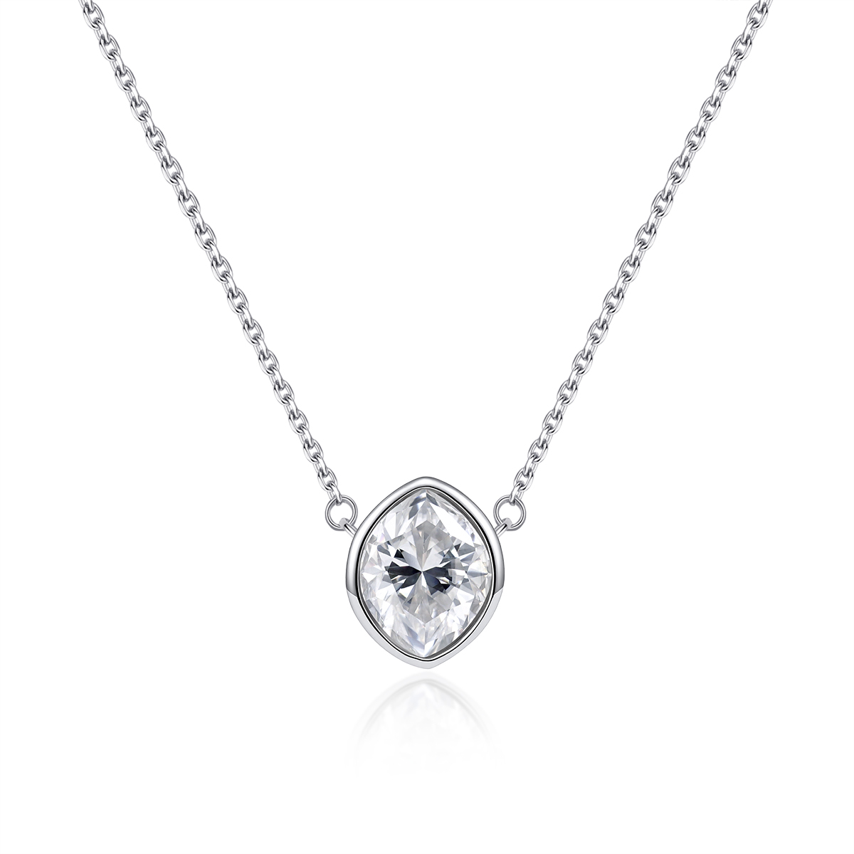 3.5ct Marquise Cut Synthetic Moissanite Pendant Necklace Chain S925