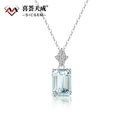 3ct Paraiba Synthetic Moissanite Exquisite Pendant Necklace Chain S925