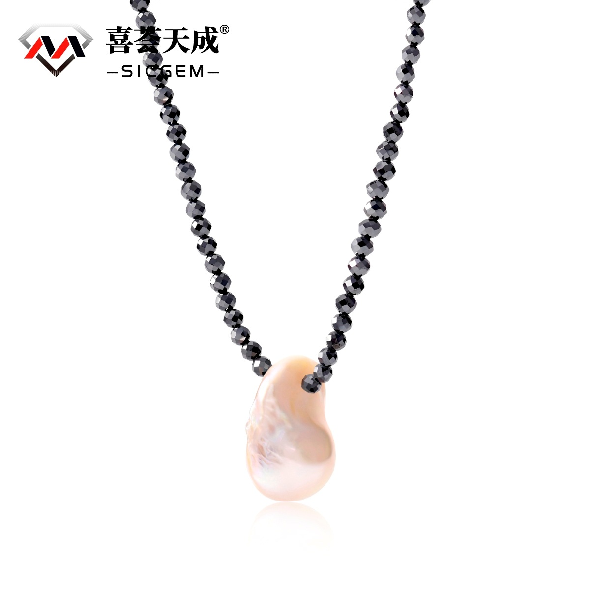 Elegant Pearl Synthetic Moissanite Pendant Necklace Chain S925