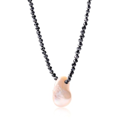 Elegant Pearl Synthetic Moissanite Pendant Necklace Chain S925