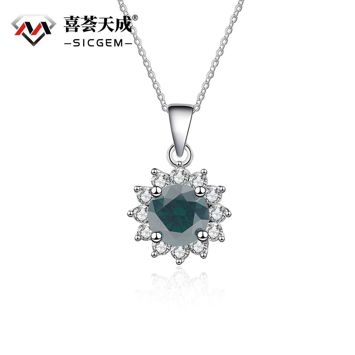 3ct Synthetic Moissanite Sunflower Pendant Necklace Chain S925