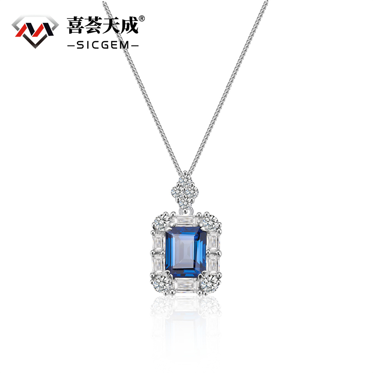 2ct Emerald Cut Synthetic Moissanite Glaring Pendant Necklace Chain S925