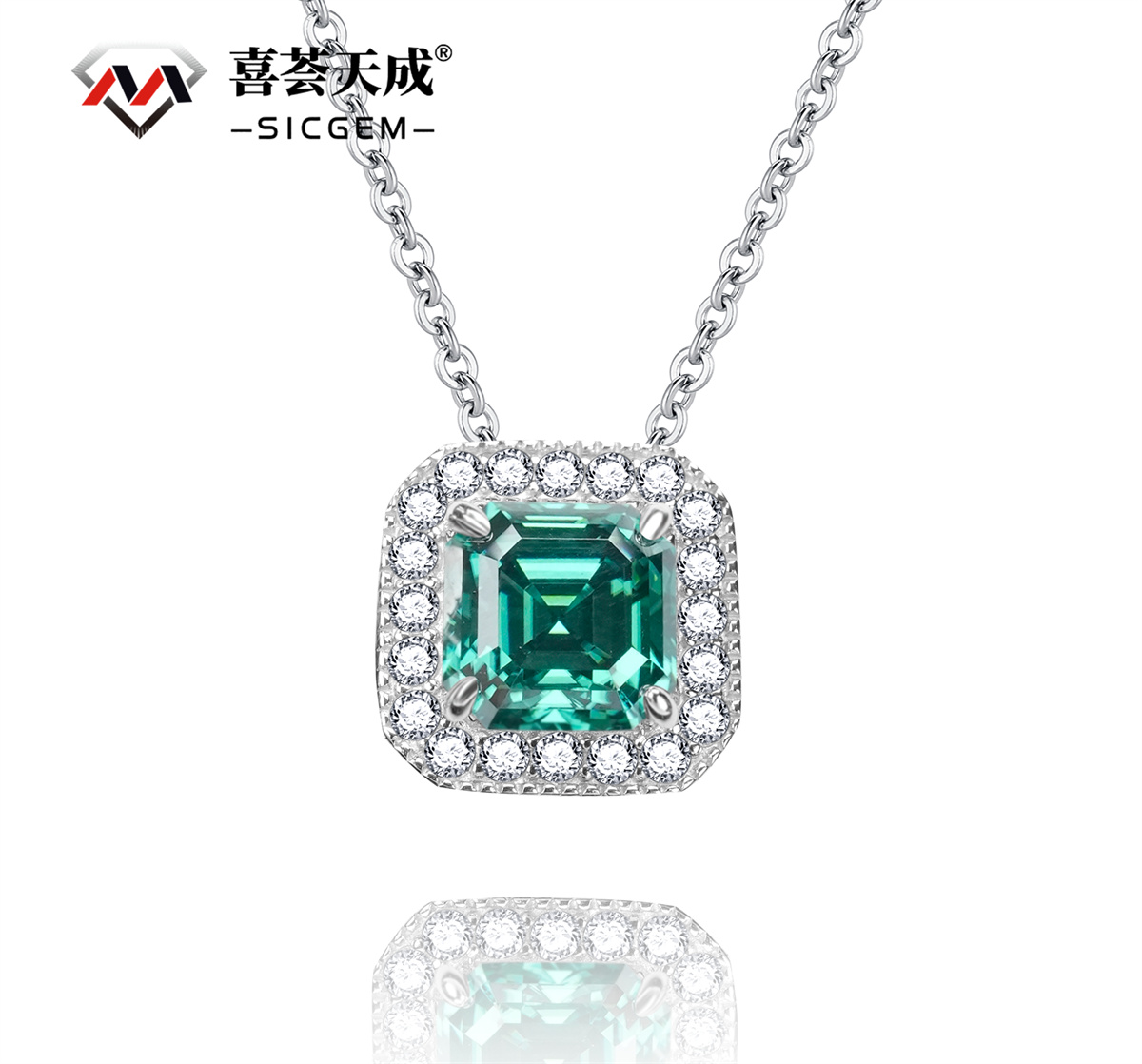 2ct Asscher Cut Synthetic Moissanite Glaring Pendant Necklace Chain S925
