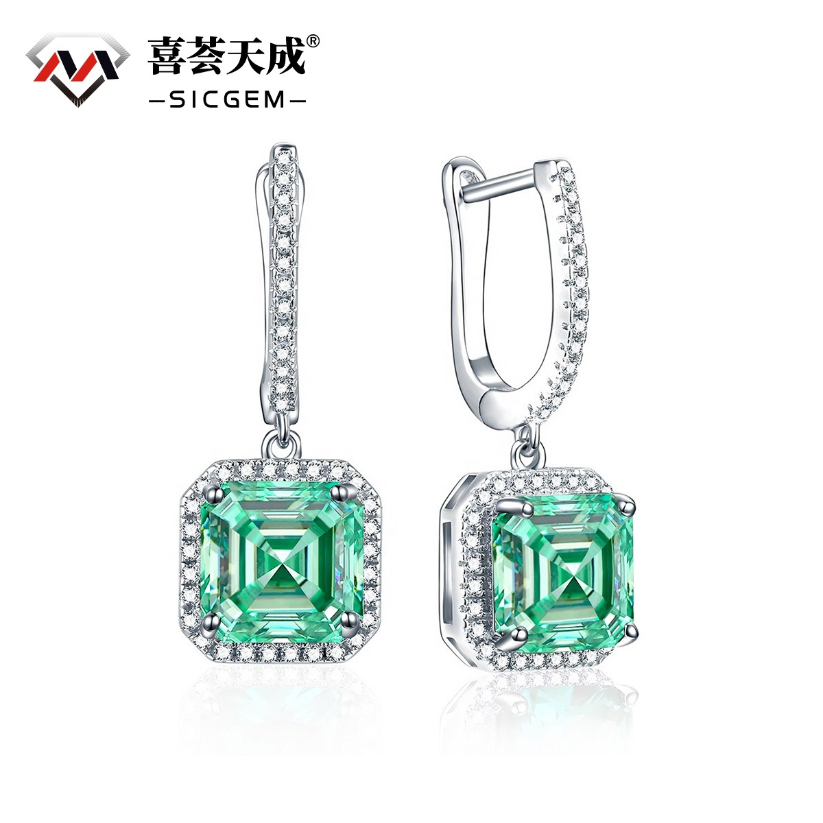 Bling Halo Dangle Earrings VVS Synthetic Moissanite Earrings S925