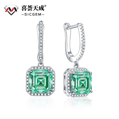 Bling Halo Dangle Earrings VVS Synthetic Moissanite Earrings S925