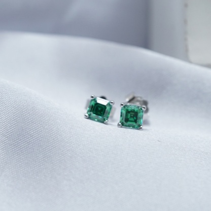 0.5ct Asscher Synthetic Moissanite Stud Earrings S925