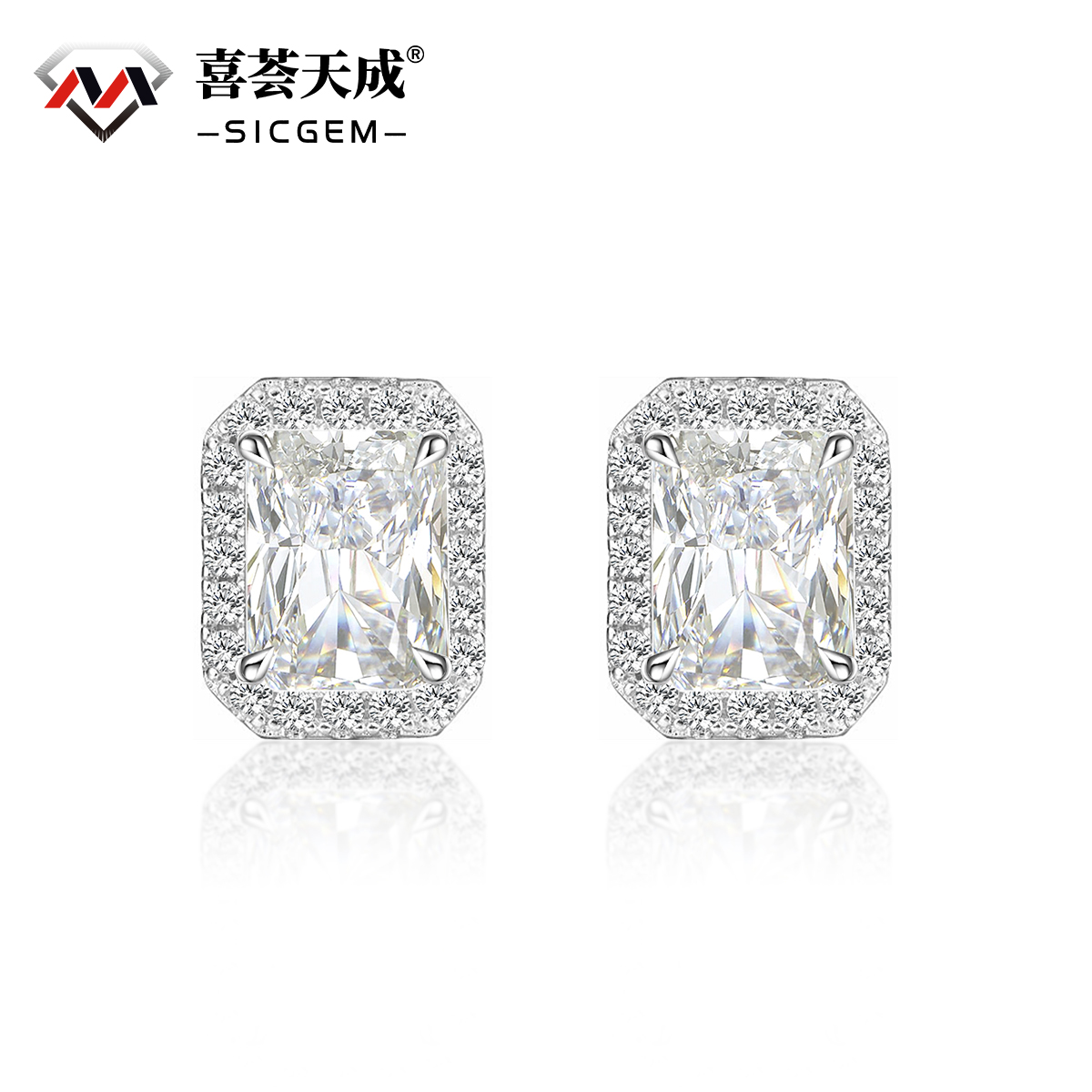 3.5ct Radiant Synthetic Moissanite Stud Earrings S925