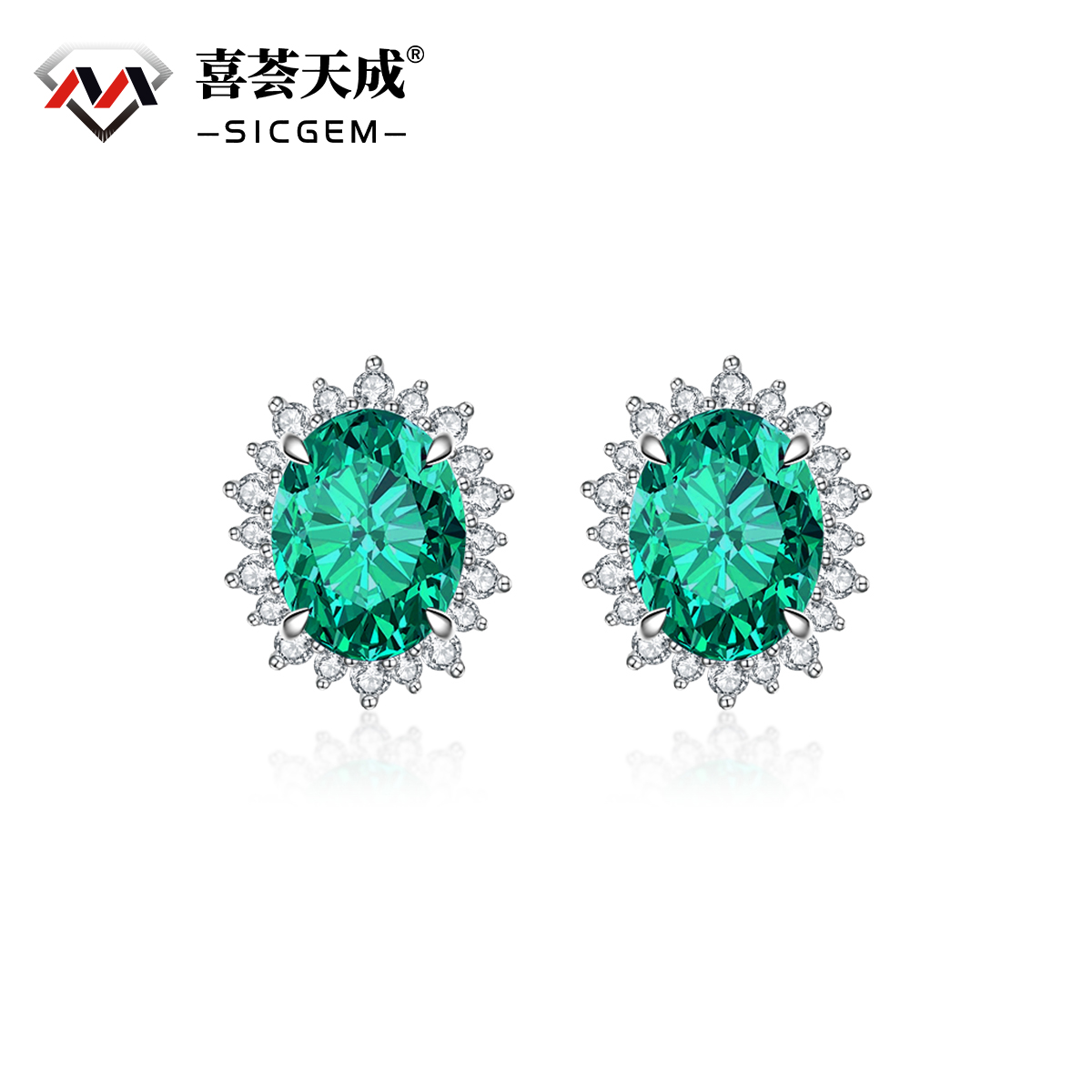 2ct Oval Synthetic Moissanite Sunflower Stud Earrings S925