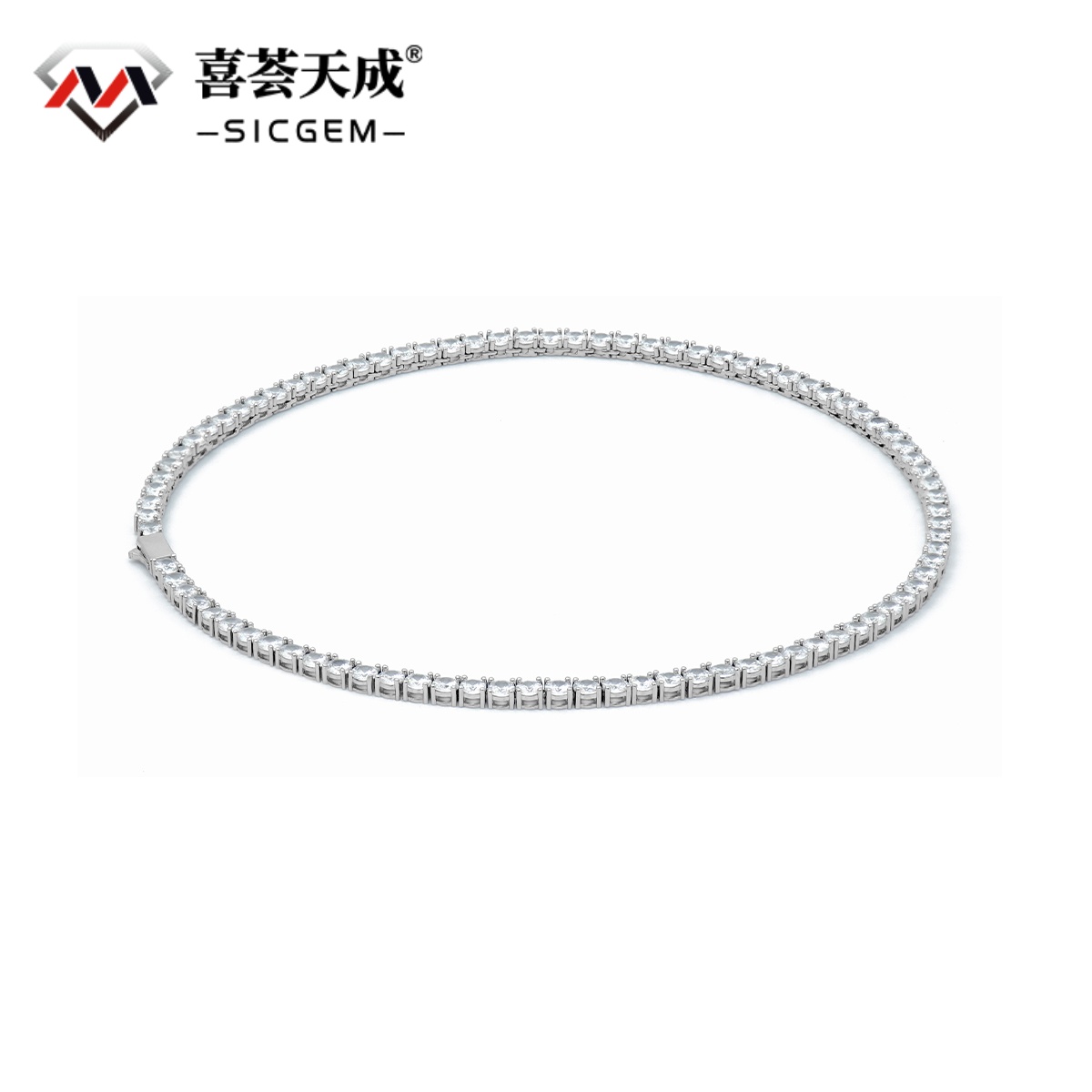 S925 Silver Hip Hop Synthetic Moissanite Tennis Chain