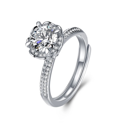 1ct Sparkle Flower Ring Synthetic Moissanite Ring S925
