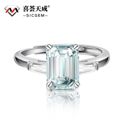 2ct Step Cut Synthetic Moissanite Love Ring S925