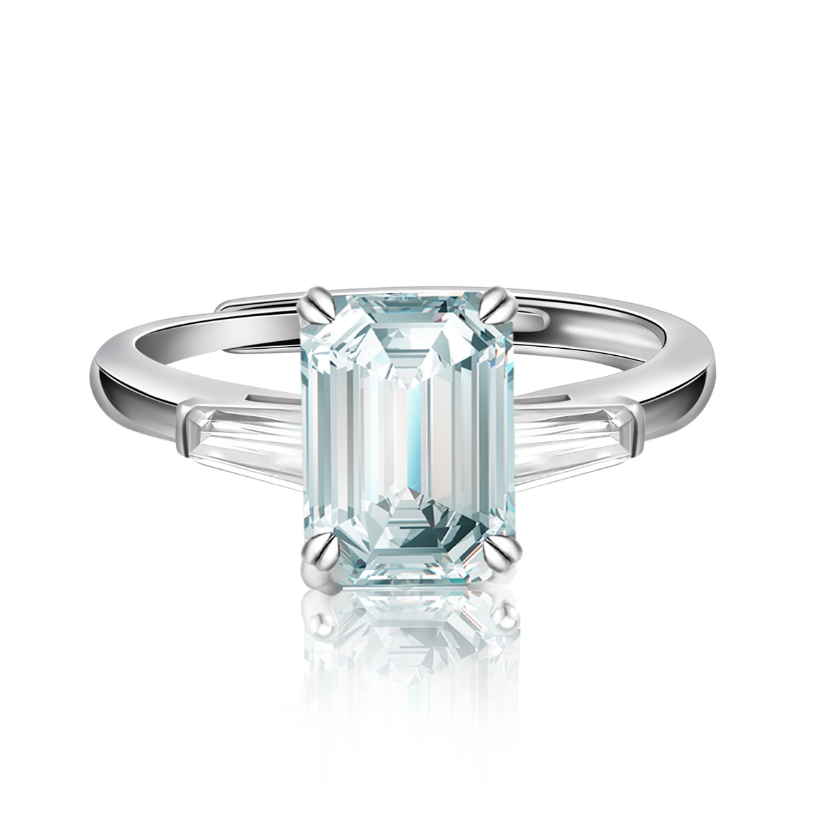 2ct Step Cut Synthetic Moissanite Love Ring S925
