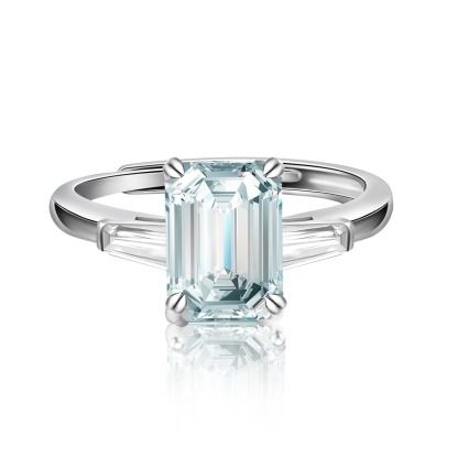 2ct Step Cut Synthetic Moissanite Love Ring S925