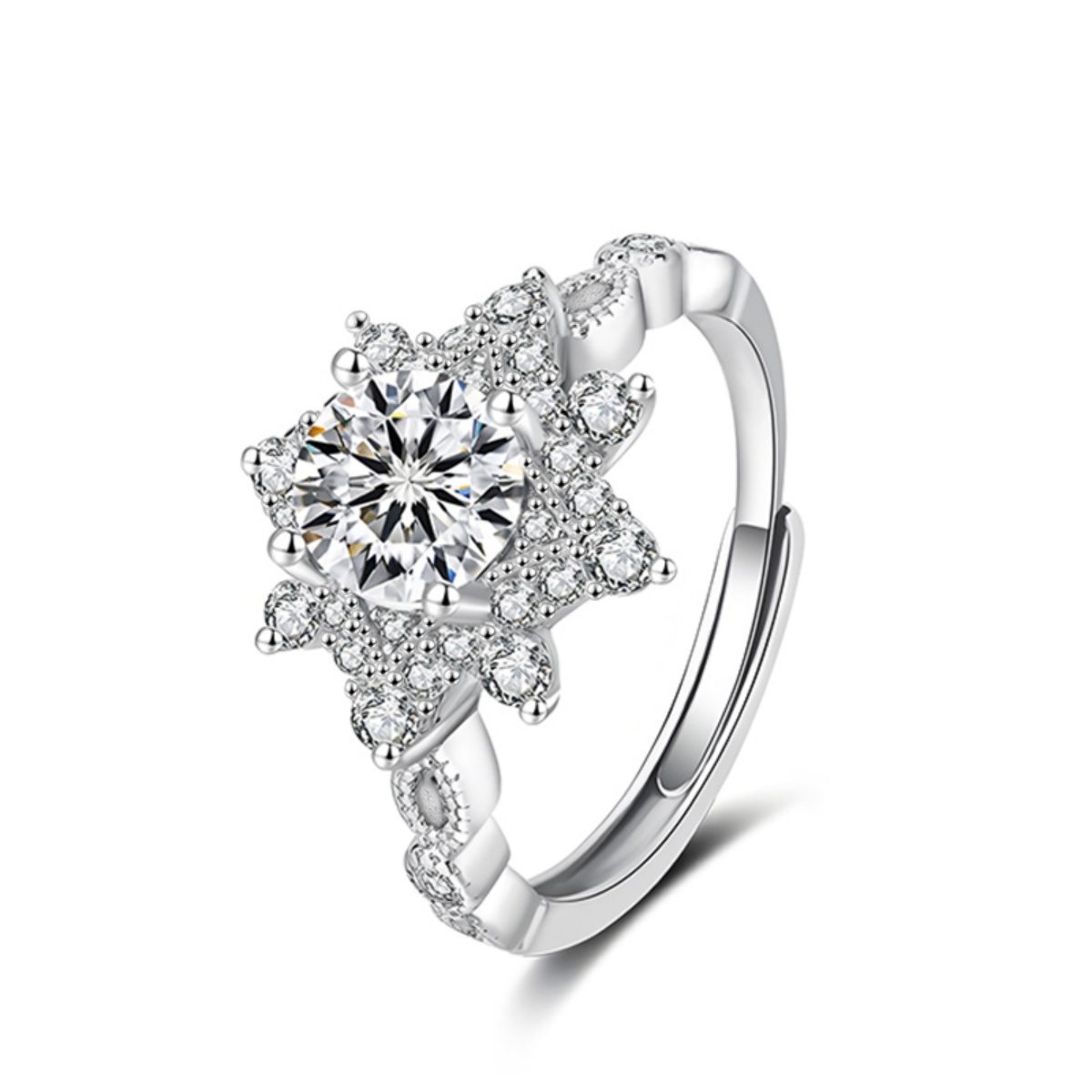1ct Round Synthetic Moissanite Cluster Ring S925