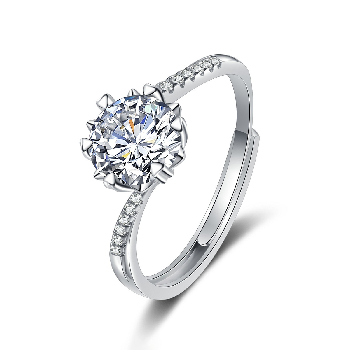 0.5ct Snowflake Ring Band Synthetic Moissanite Ring S925