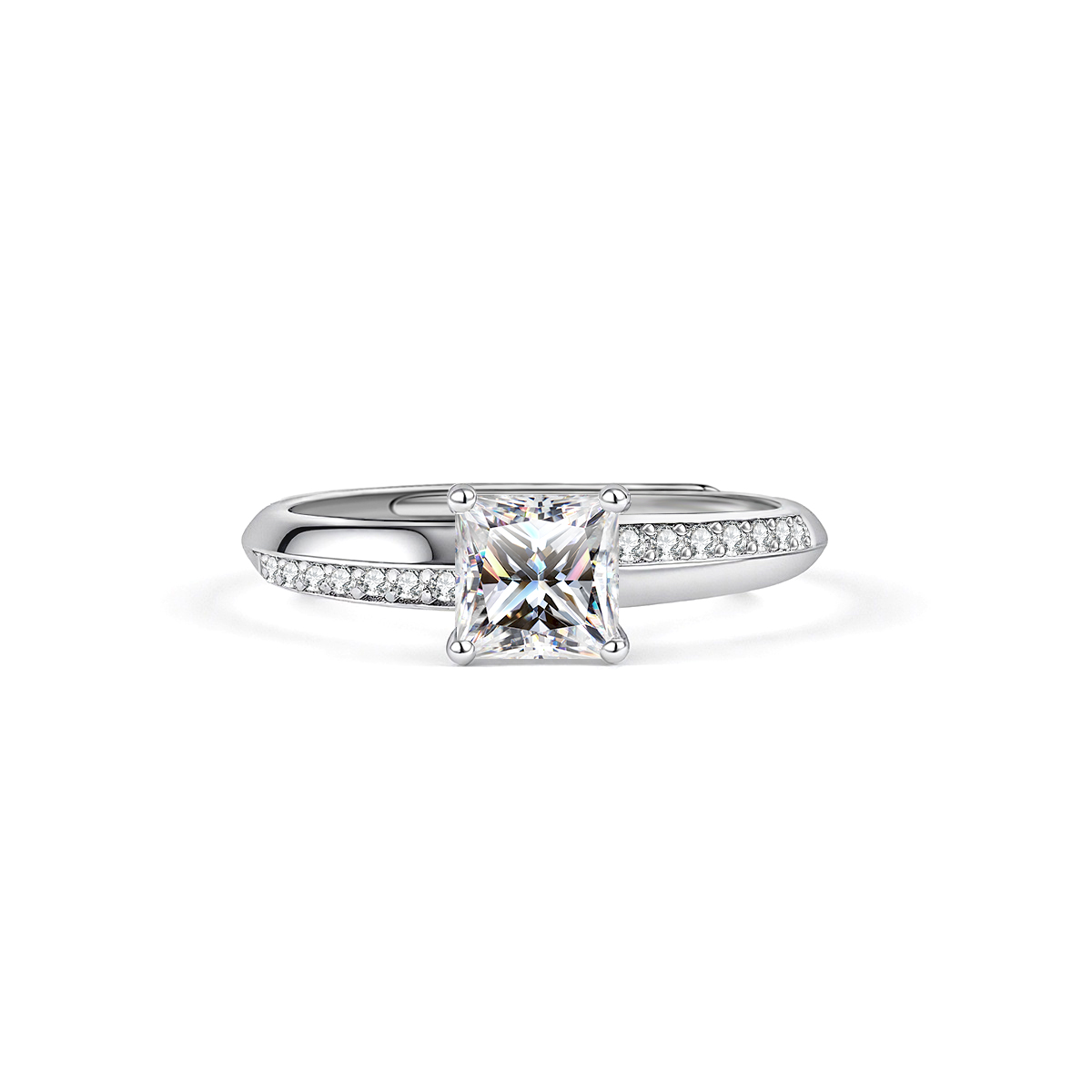 0.8ct Princess Ring Band Synthetic Moissanite Ring S925