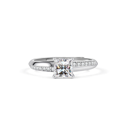 0.8ct Princess Ring Band Synthetic Moissanite Ring S925