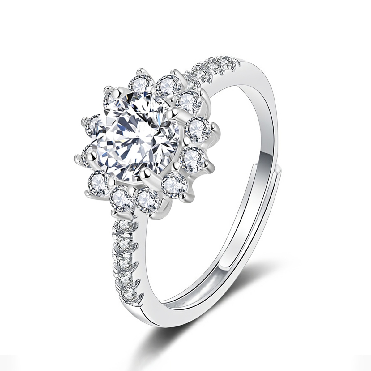 1ct Round Synthetic Moissanite Sunflower Ring S925