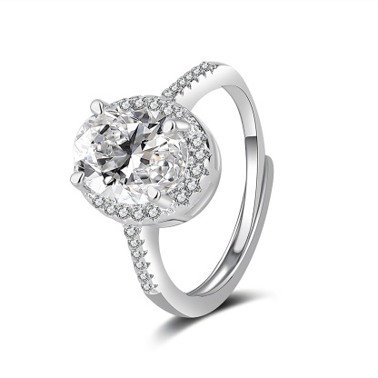 3ct Oval Synthetic Moissanite Ring S925