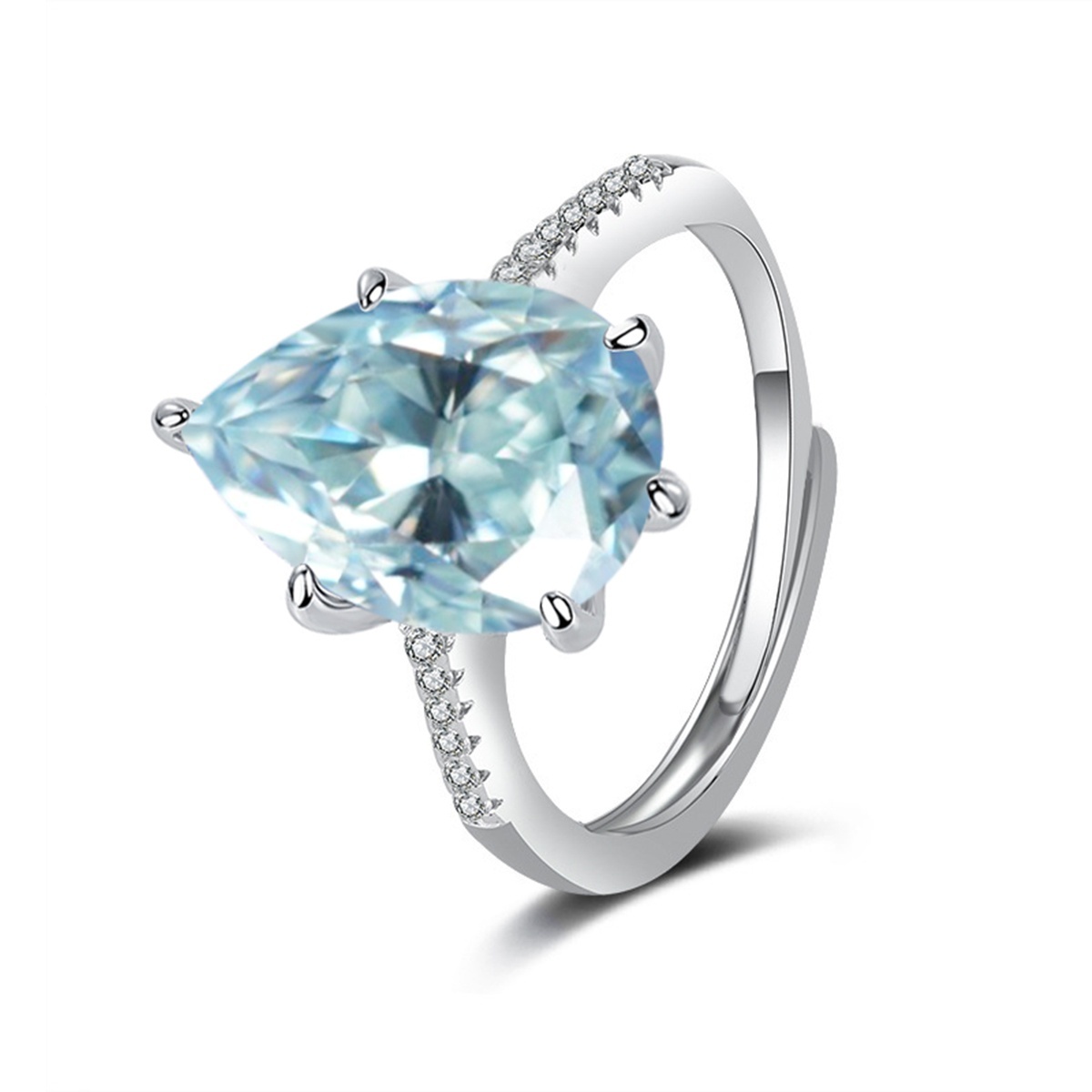 2ct Shiny Pear Band Ring Synthetic Moissanite Ring S925