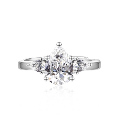2.7ct Pear Synthetic Moissanite Ring S925
