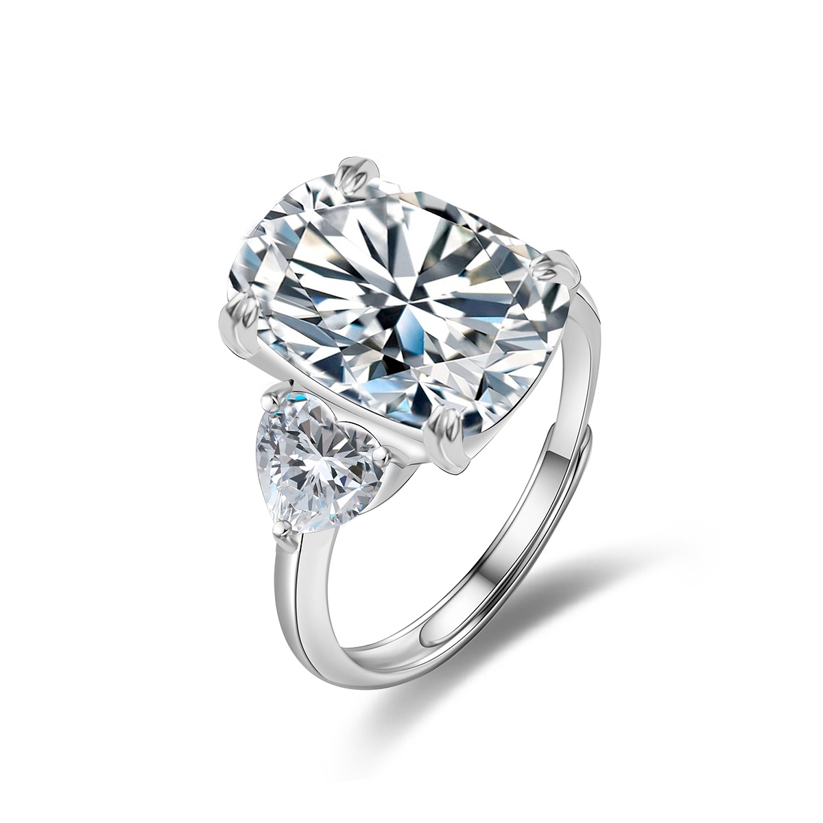 10ct Cushion Heart Ring Band Synthetic Moissanite Ring S925