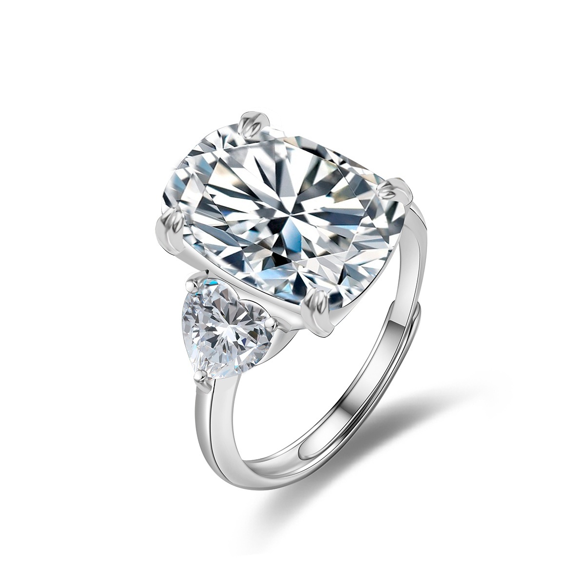 10ct Cushion Heart Ring Band Synthetic Moissanite Ring S925