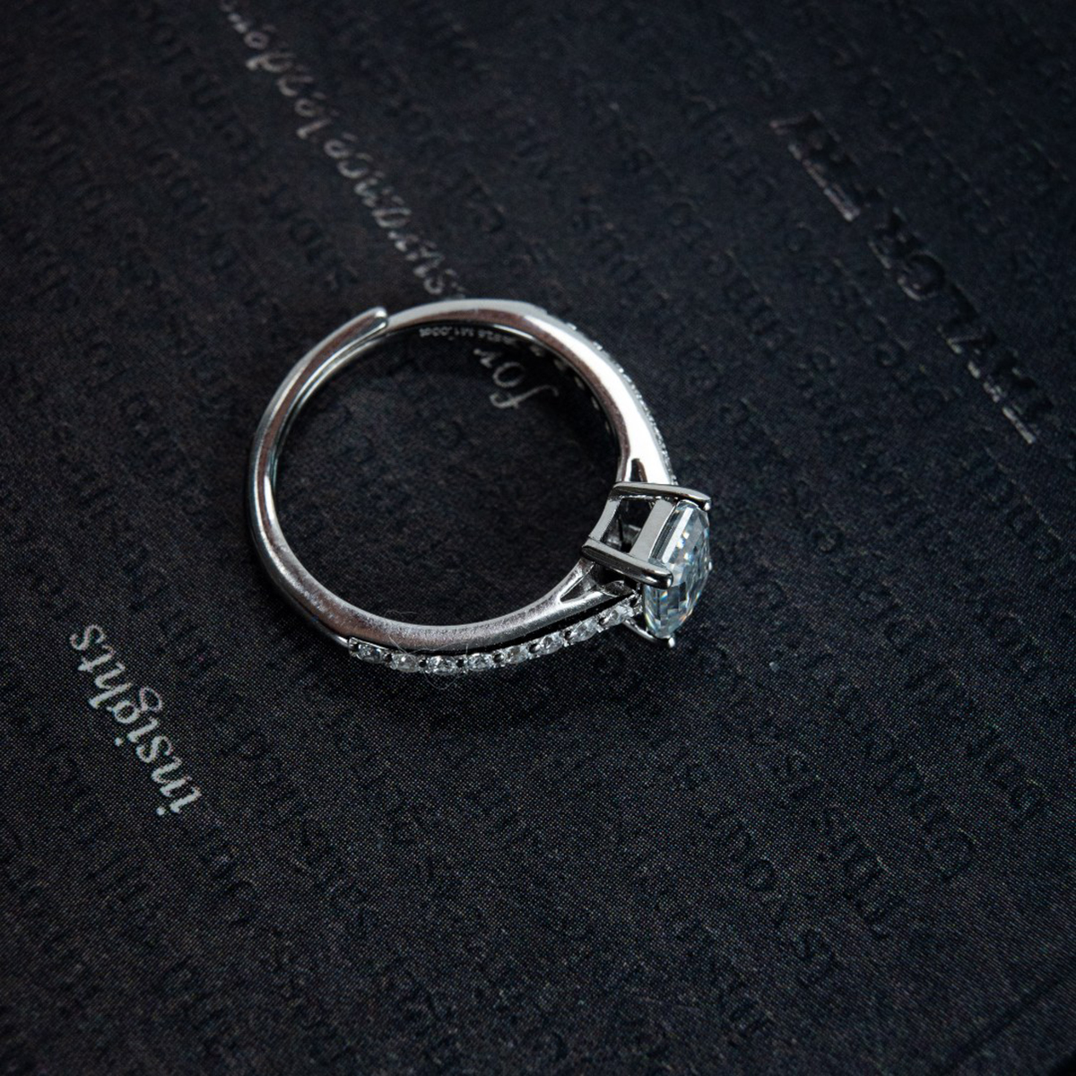 1ct Bling Step Cut Ring Band Synthetic Moissanite Ring S925